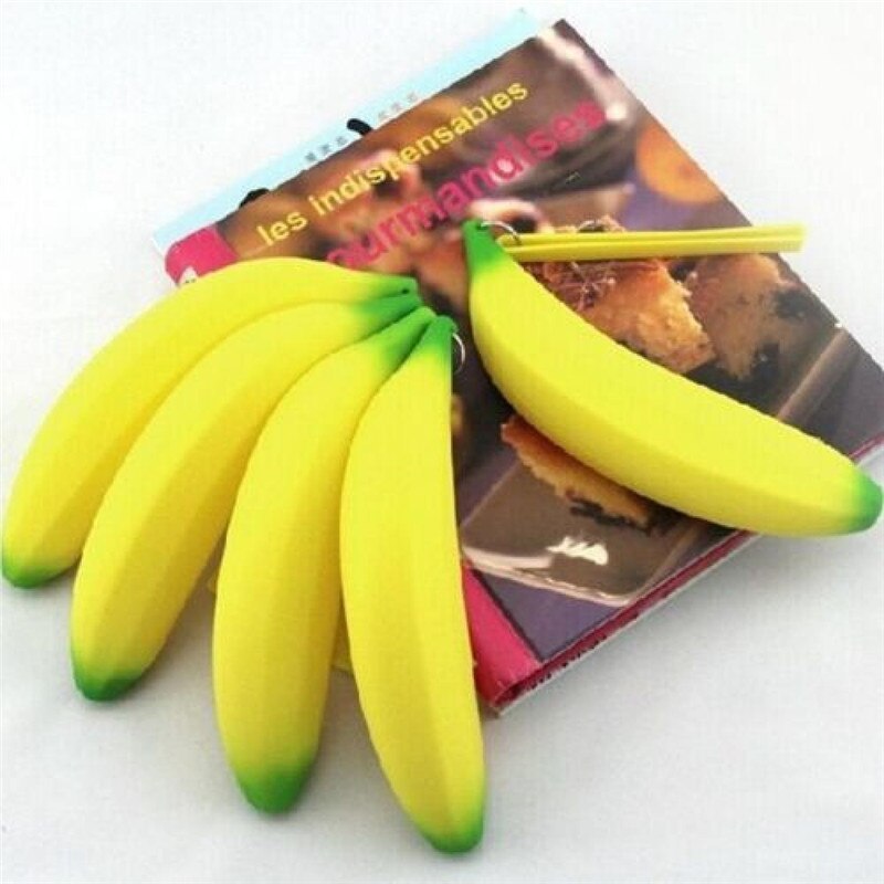 Kawaii Banaan Vorm Etui Portemonnee Pouch Potlood tas Siliconen Draagbare tas School Briefpapier Supply