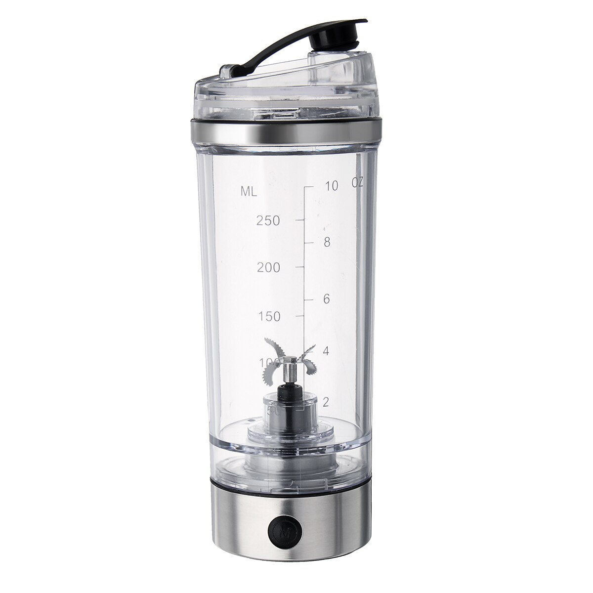 250ml elektrisk protein shake omrører usb shake flaske melk kaffe blender vannkoker fitness vortex tornado smart mikser: Med batterier (ikke)
