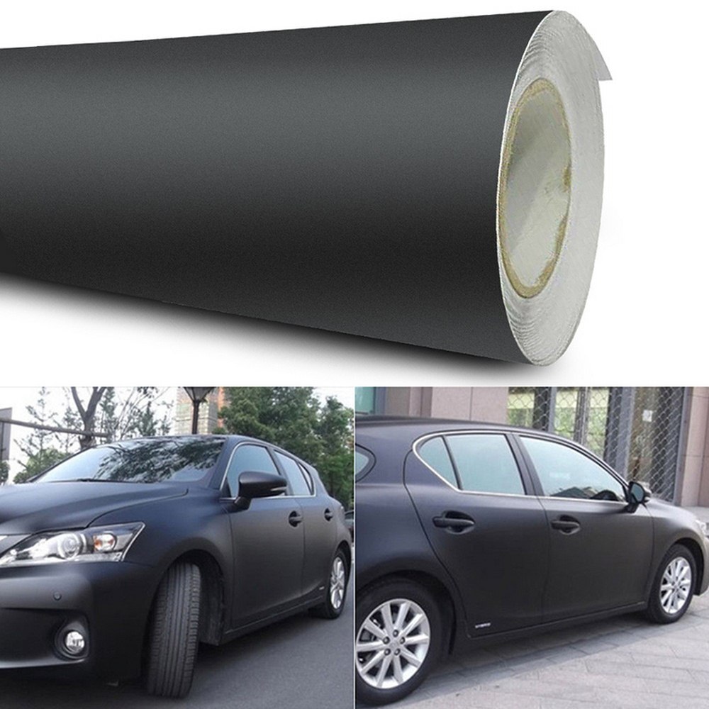 12X60 "Matte Black Vinyl Film Wrap Auto Diy Sticker Voertuig Decal 3D
