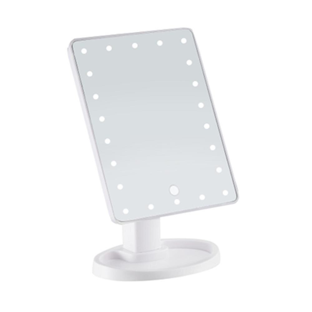 LED Lighted Vanity Touch Screen Makeup Mirror 360 Degrees Rotation Make up Rotating Cosmetic Beauty LED Table Stand Mirrors: White