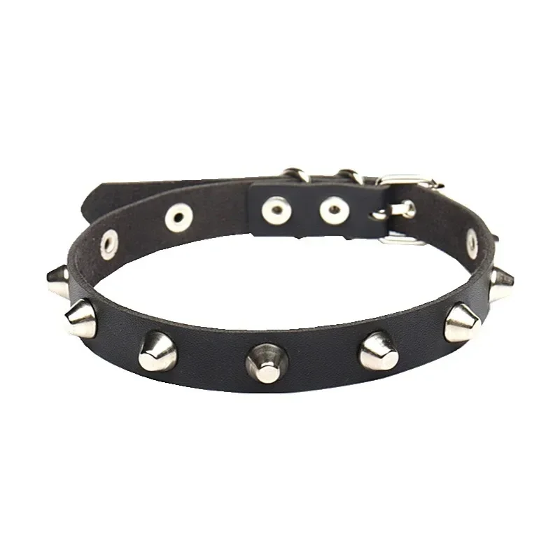 Gargantilla de cuero PU Punk para mujer, cadena de Rock Hip Hop, collar con remache de pentagrama de corazón, accesorios de joyería creativos para: Rojo óxido