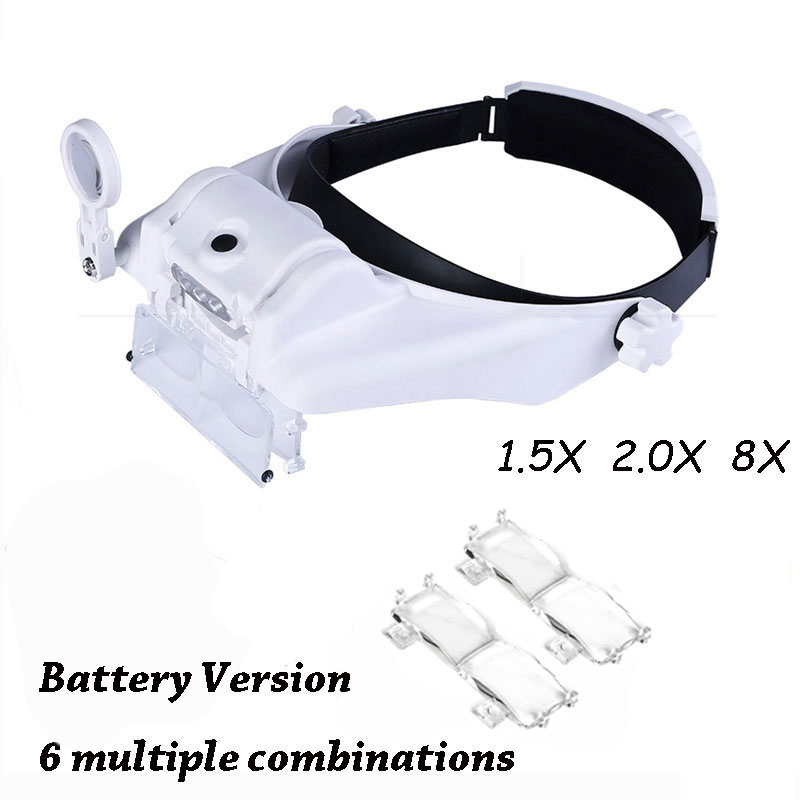 Z30 Headband Magnifier Illuminated Rechargeable Repair Solder Magnify Glasses Interchangeable Lens Third Hand Loupe For Solder: PURPLE