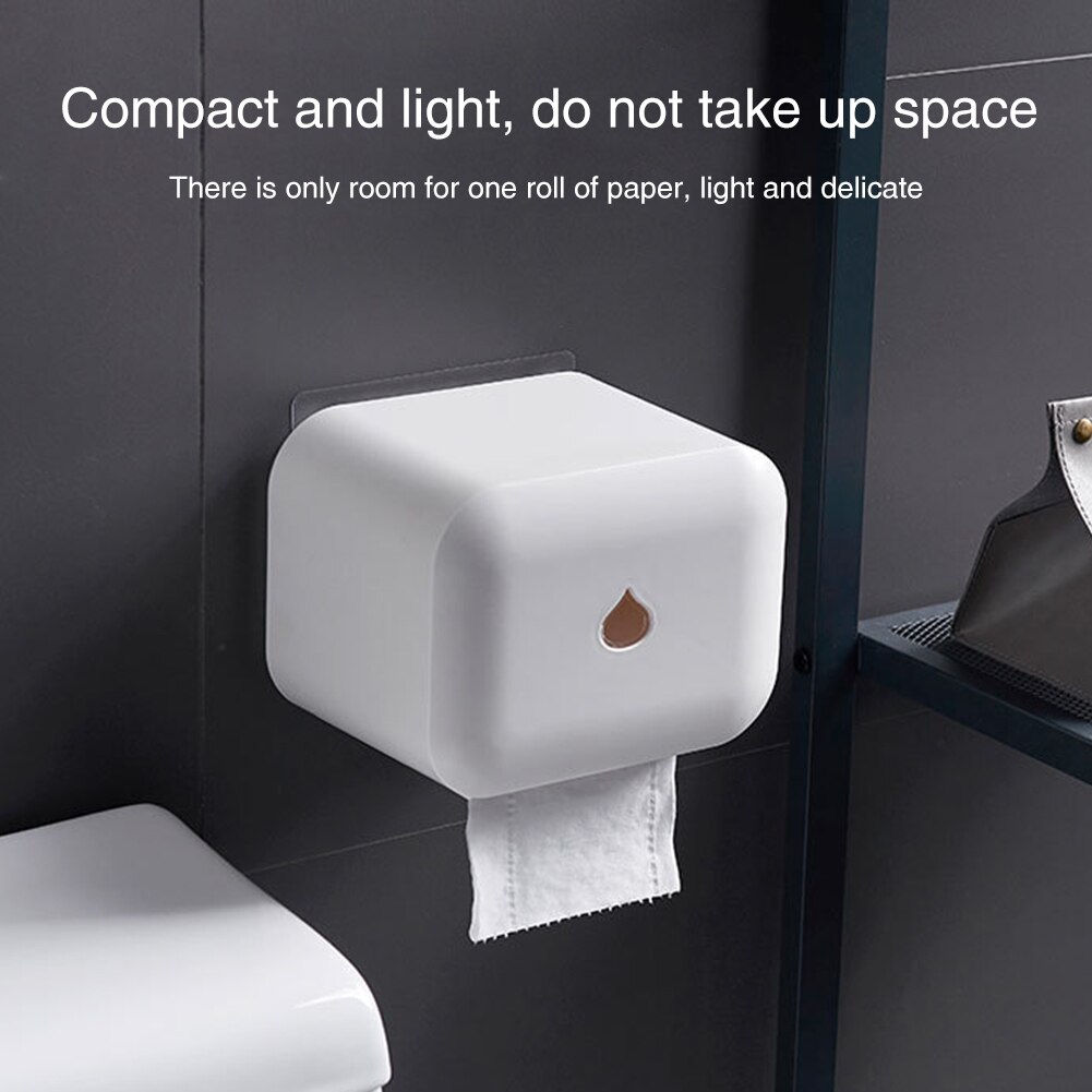 Toilet Waterproof Roll Paper Holder Wall Mounted Self Adhesive Box Tissue Box Bathroom Paper Container With Cover