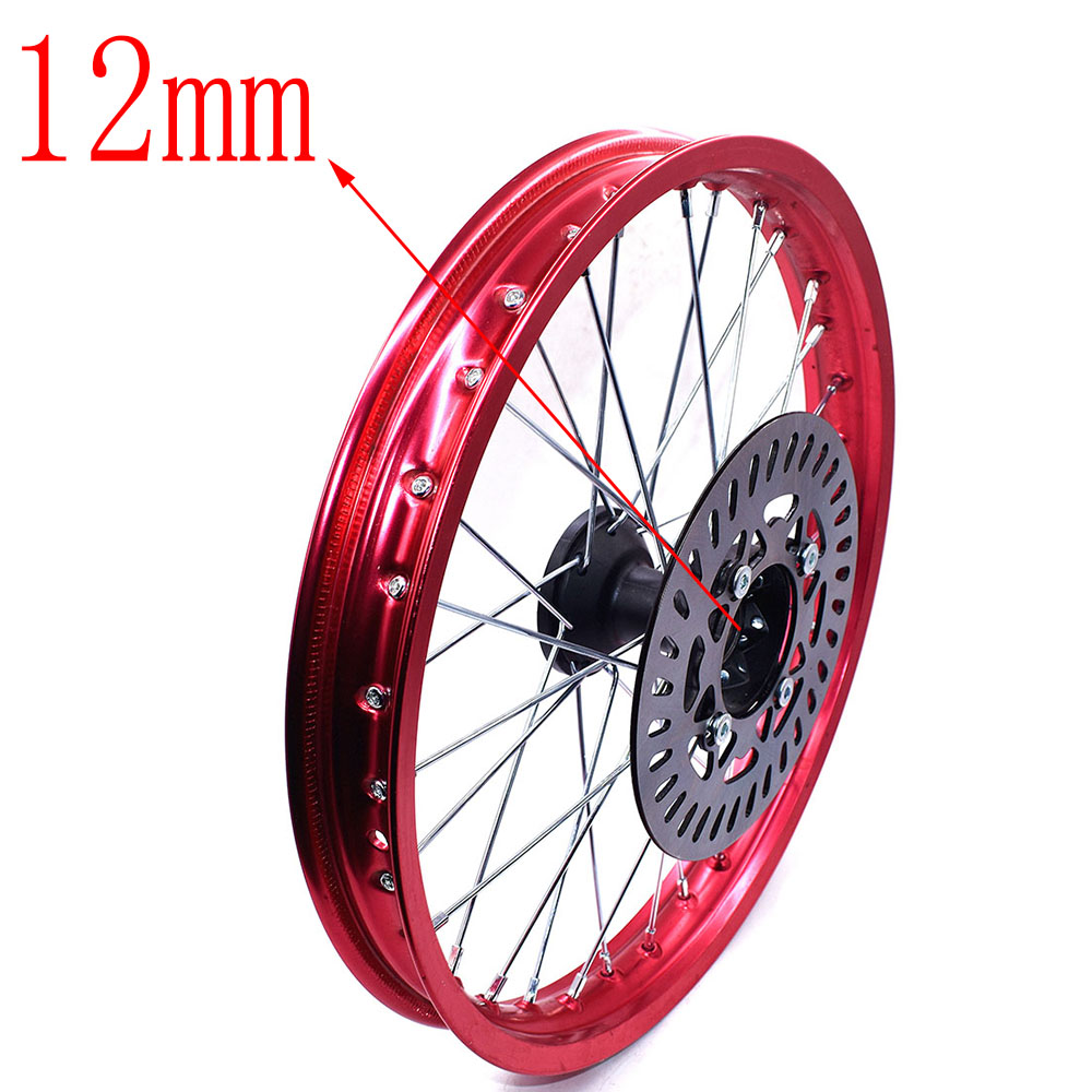 1.60X17 Inch Front Velgen Aluminium Plaat Velgen Met Schijfrem 1.60X17 "Inch Voor Klx crf Kayo Apollo Bse Pit Bike: 12mm Red