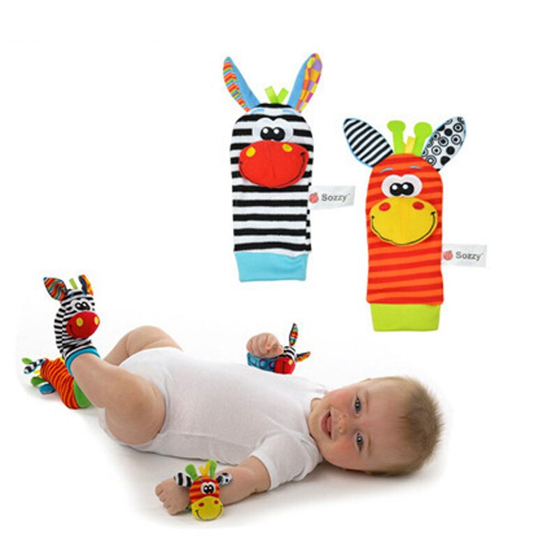 1pcs Animal Rattle Baby Wrist Ankle Band Rattle Bracelet Baby Sensory Toys Attract Baby's Attention Random Color