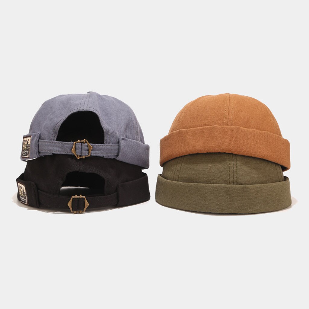 Vouw Skullcap Retro Mannen Sailor Cap Vrouwen Warm Rolde Manchet Emmer Cap Brimless Hoed Verstelbare Muts Motorkap Mutsen