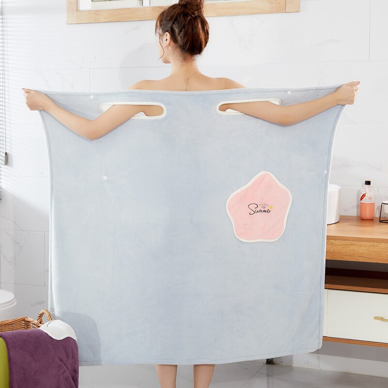 Shower Female Soft Bath Bath And Sauna Towels Bathroom Wearable Microfiber Bathrobe Woman Towel For Adults For Home Textiles: Light blue