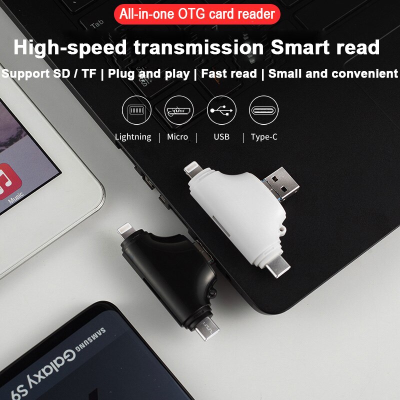 INGELON lecteur carte sd accessoire ordinateur portable card reader USB 3.0 lecteur de carte TF Portable pour iphone ipad ipod chargeur de voiture foudre externe lecteur de carte Micro SD Microsd OTG type c adaptateur