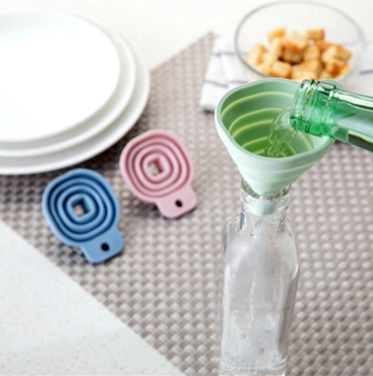 Embudo plegable de Gel de silicona para cocina, tolva, accesorios de utensilios para cocina al aire libre, 2 unids/lote