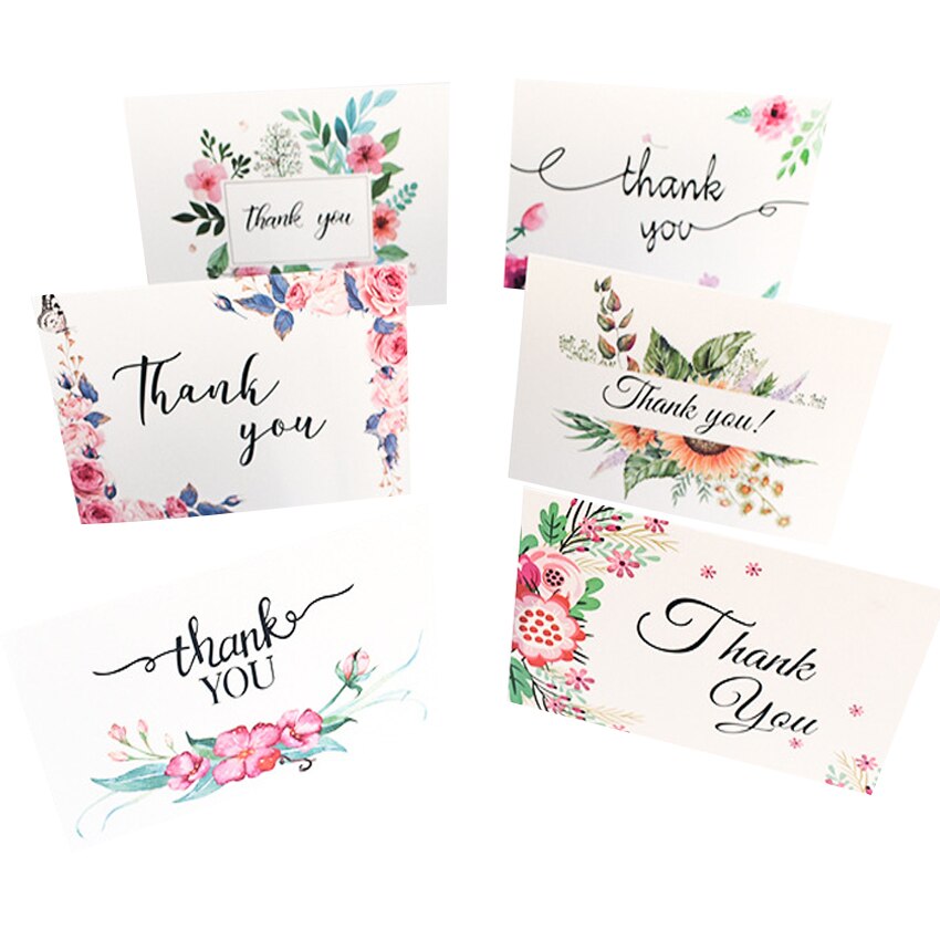 5packs/lot Flowers Style "Thank you"Fold Paper Card With Envelope Cute Message Greeting Cards Invitation Card