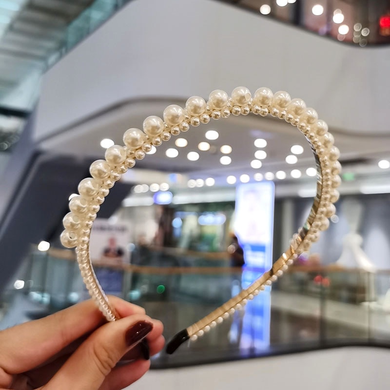 Trendy Luxury Big Pearl Headband For Women Bow Headband Bezel Turban Girls Hair Headwear Accessories: AGH950779