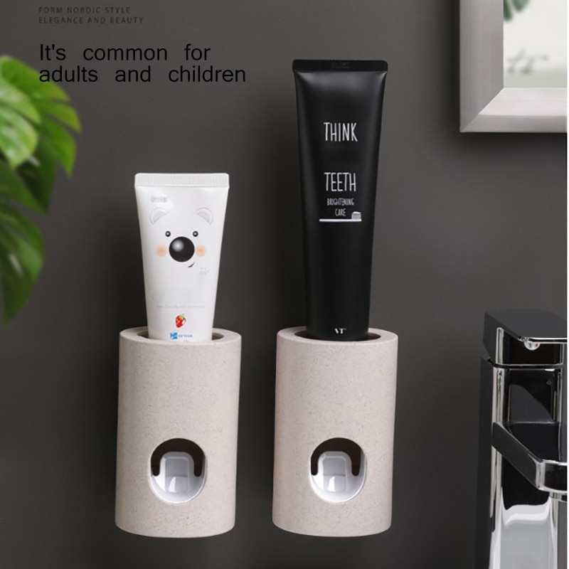 Auto Automatic Toothpaste Dispenser Wheat Straw Squeezer Bathroom Wall Mount for Toothpaste Dispenser Stand Gadget
