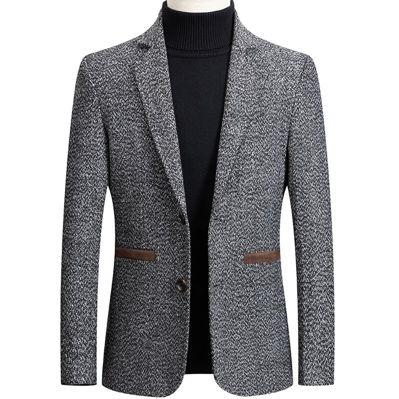 Heren grijs visgraat tweed jurk blazers slim fit vintage modern fit heren pak jas zakelijk formeel blazer masculino: Grijs / Aziatische maat 4xl