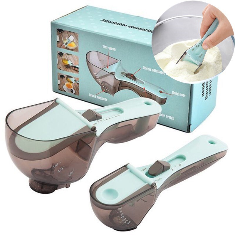 1/2Pc Kitchen Gadgets Adjustable Measuring Scoop Plastic Scale Gauge Baking Supplies Portable Metering Spoon Kitchen accessories