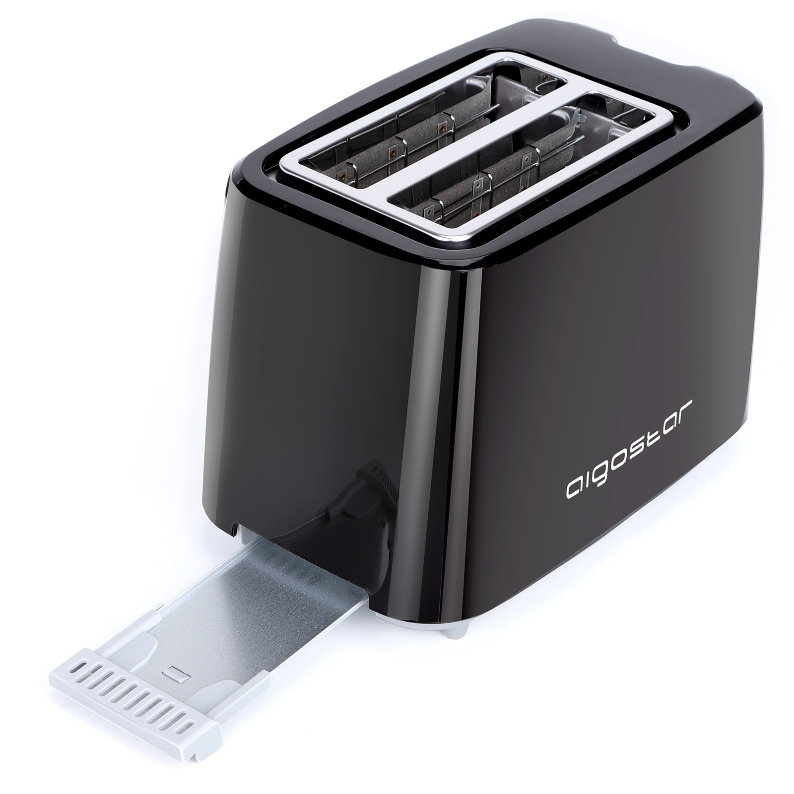 AIGOSTAR Tostadora, 2 Ranuras, 7 Ajustes, Bandeja Recogemigas Desmontable,Descongelación y Recalentar, Apagado Auto.(750W)
