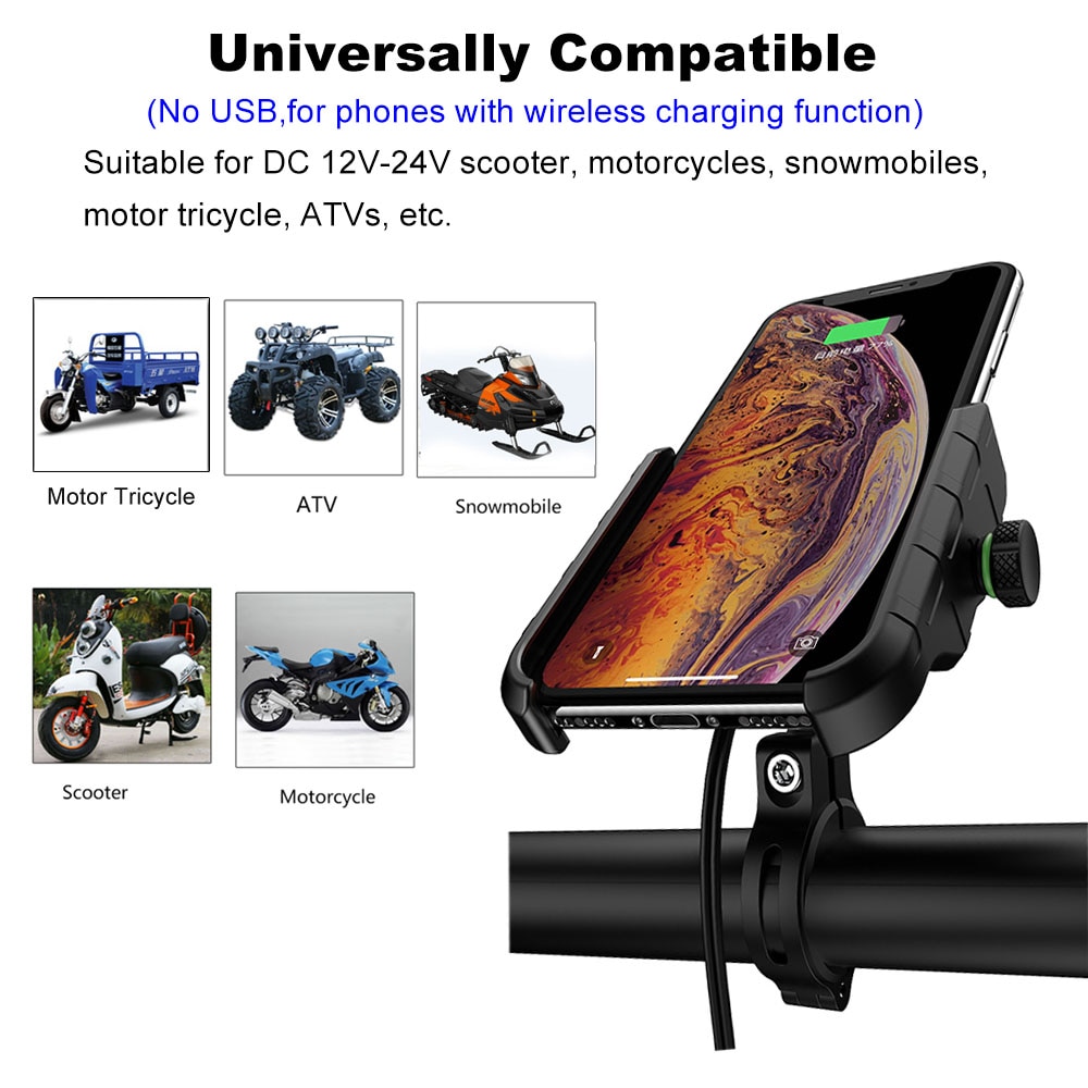 Motorrad Drahtlose Ladegerät Hinten Spiegel Montieren Unterstützung QC3.0 Mit USB Schnelle Ladung Für praktisch Smartphone Halfter Lenker