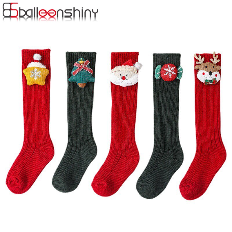 Balleenshiny calzini natalizi per bambini calzino per bambini carino adorabile ragazzo ragazze cotone regalo rosso calzino cartone animato campana bambola calzino per neonato