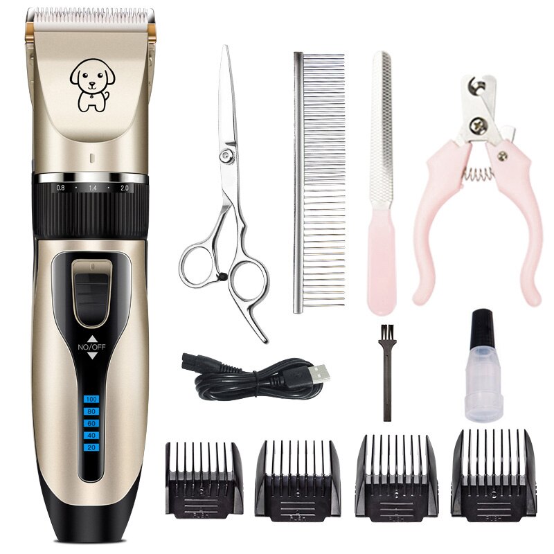 Oplaadbare tondeuse voor huisdieren, honden, katten, dieren, geluidsarme tondeuse, scheerapparaat, batterijdisplay: K5- d-kit 3