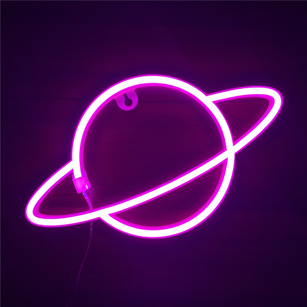 Planet Neon Sign Led Neon Wall Signs Pink Neon Lights Hanging Neon Light for Bedroom Kids Room Bar Hotel Shop Office Party: Default Title