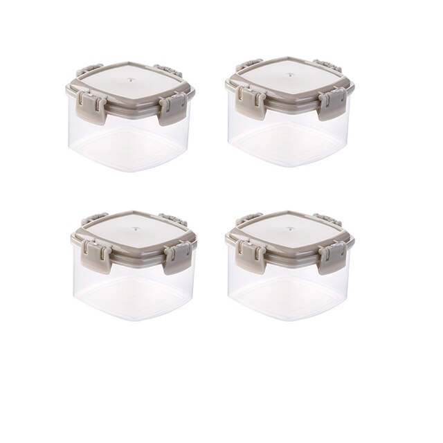 4PCS/Set Portable Mini Sauce Seasoning Box Dispenser Transparent Spices Bottle with Lid Salt Spice Jar Sauce Squeeze Bottle: Square