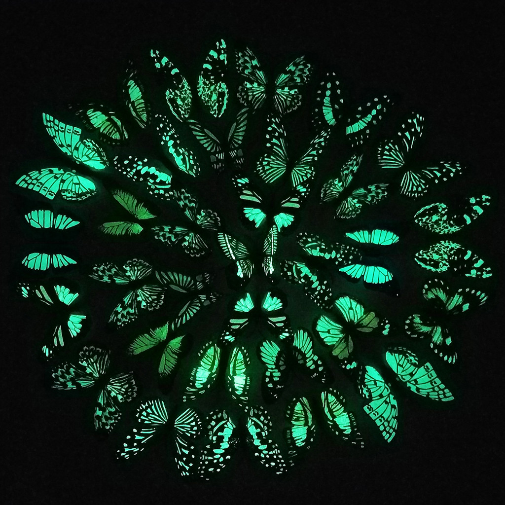 100pcs Simulatie Lichtgevende vlinder 3D Muur StickerHome festival decoratie Glow in The dark Magneet Vlinders stickers S7