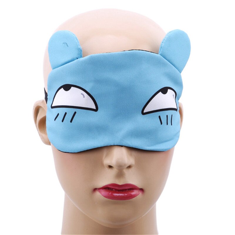 Cute Cartoon Cat Sleep Eye Mask Kawaii Style Padded Shade Cover Travel Relax Aid: sky blue