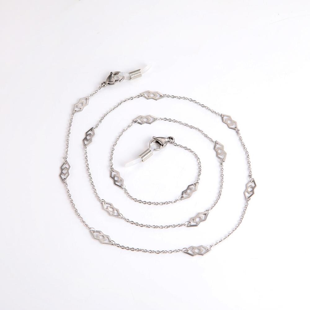 Skyrim Stainless Steel Beaded Glasses Chain Lanyard Women Gold Color Sunglasses Box Chains Eyewear Cord Eyeglass Neck Strap Rope: Geometric Chain
