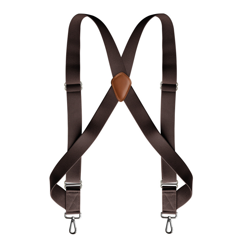 Mannen Zware Trucker Bretels 3.5Cm Breed X-Back Met 2 Side Clip Swivel Haken Verstelbare Elastische big Tall Broek Bretels: Donkerbruin