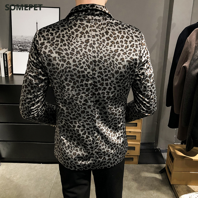 Leopard Print Suit Jacket Men Casual Slim Men amp Clothing Velvet Blazer Nightclub Dance Party Clothing
