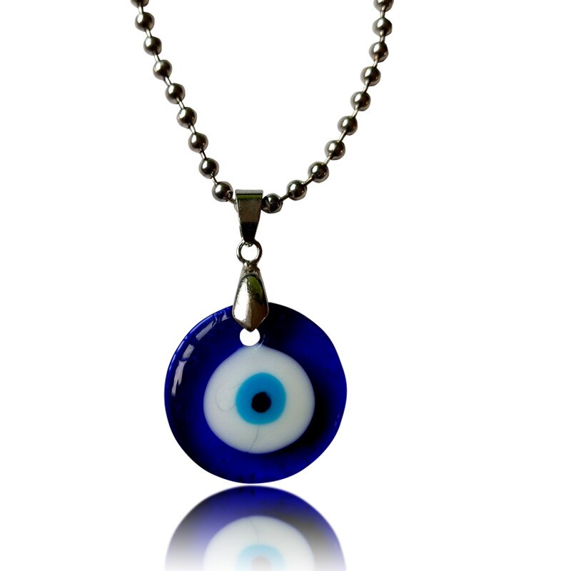 Antike 25MM 30MM 35MM Tiefe Meer Blau Evil Eye Anhänger Halskette Türkischen Blue Eye Choker Glas Auge leder Seil Kette Schmuck: B