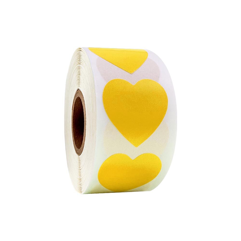 500pcs Chroma Label Color-Code heart Labels stickers Black white green blue orange red brown yellow gold stationery stickers: Yellow