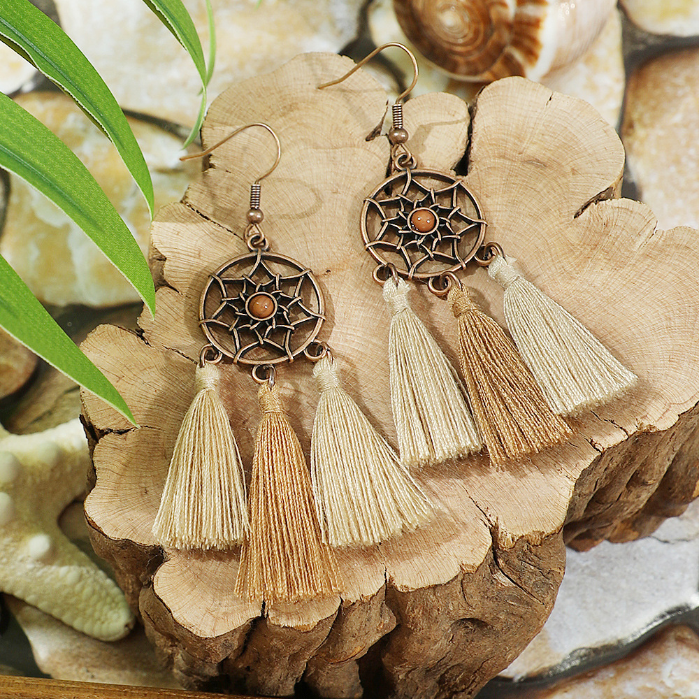 Pendientes colgantes marrones geométricos étnicos Vintage para mujer personalidad vacaciones Casual pendientes diarios joyería Bohemia: Azul de zinc