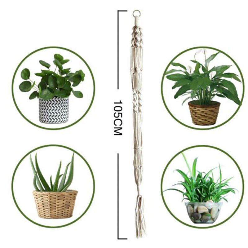 Macrame Plant Hanger Garden Hanging Planter Flower Pot Basket Rope Holder Decor Flower Pot Hanging Rope With Hooks