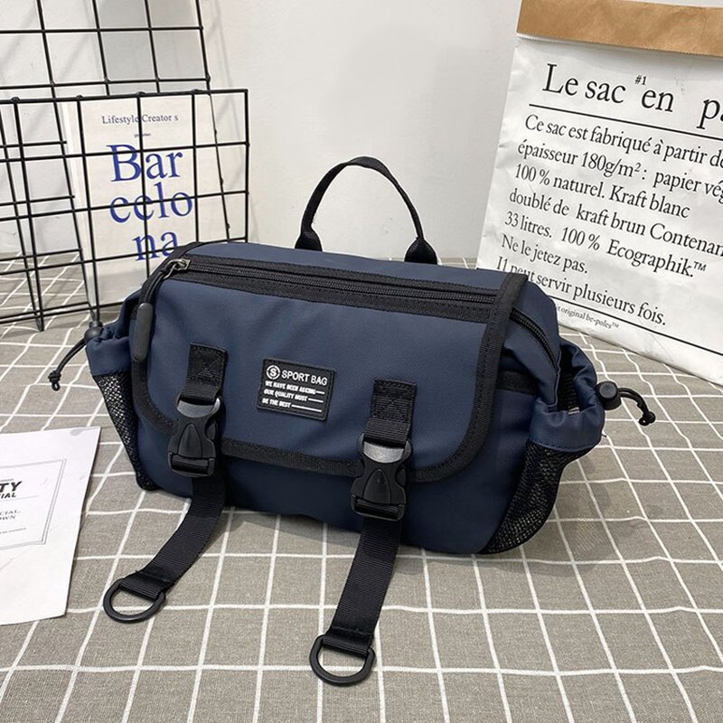 Streetstyle-bauchtasche, hüfttasche, unisex-bauchtasche, handtasche, lässige schultertasche, messenger bag, brusttasche, nylon-hip-hop-gürteltasche: Blaue bauchtasche