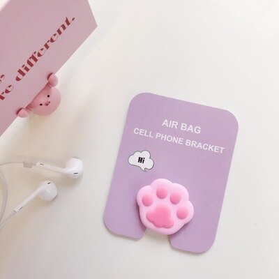 Universal phone Stand bracket Expanding Stand stretch grip phone Holder Finger Cute cartoon stand for iphone 7 8 plus XS: Pinkclaw2