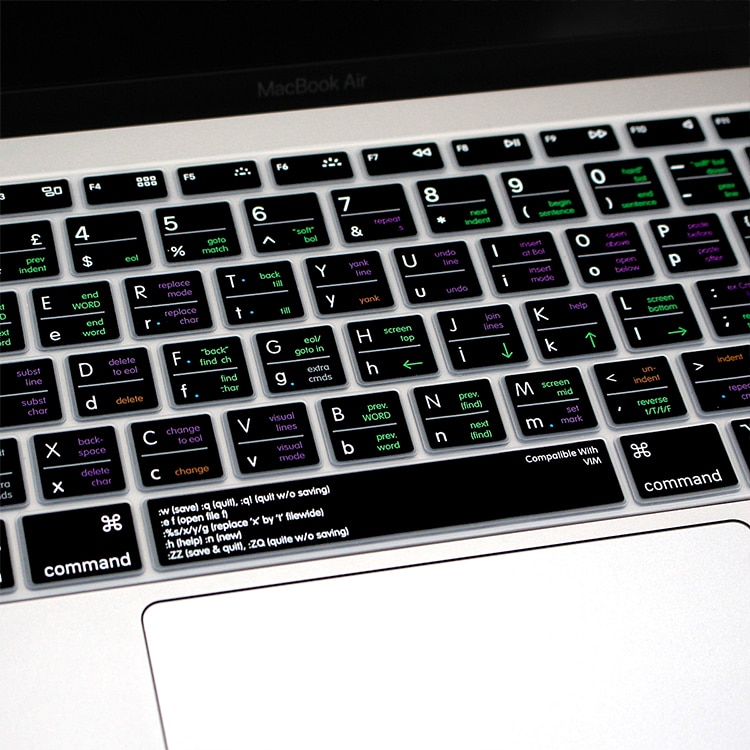 A1932 VIM/VI Hotkey Shortcuts Silicone Keyboard Cover Protector Skin for MacBook Air 13" Release Model A1932