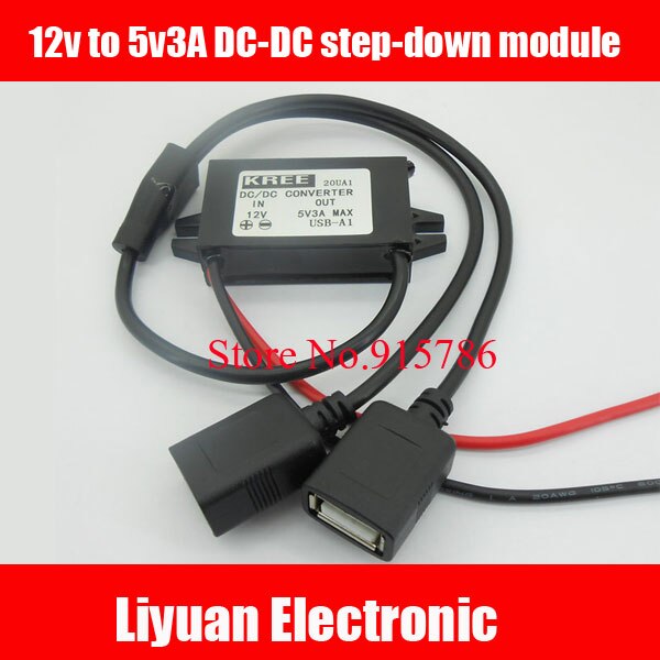 2 stks DC-DC stap-down module/12 v om 5v3A dubbele usb adapter/down lijn auto telefoon opladen