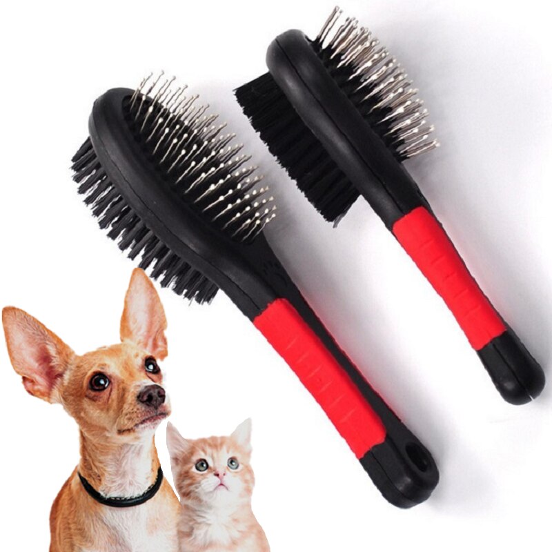 1 Pc Pet Zwart Dubbelzijdig Bad Borstel Kat Hond Levert Kam Huisdier Gezichten Bont Grooming Tool Voor Lange Korte haar Honden Puppy Mascotas