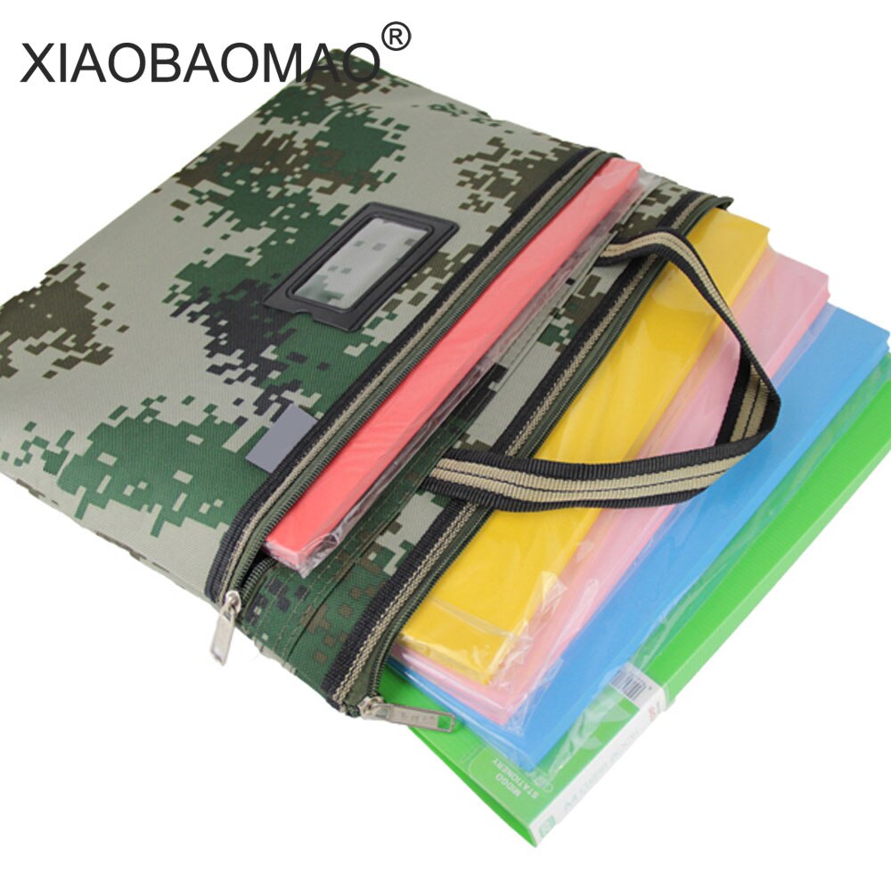 Large capacity men's business file organizer camouflage series document folder A4 file bag canvas office supplies