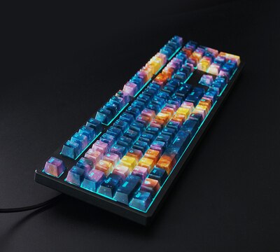 Sternenhimmel ABS Persönlichkeit mechanische Tastatur Tastenkappen Wassertransferdruck 104 Tasten Tastenkappen für FILCO: Gold
