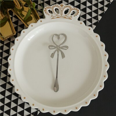 Amour bowknot café remuer cuillère fille coeur suspendus oreille cuillère thé eau lait tasse en acier inoxydable cuillère 13.5 cm: B 13.5cm