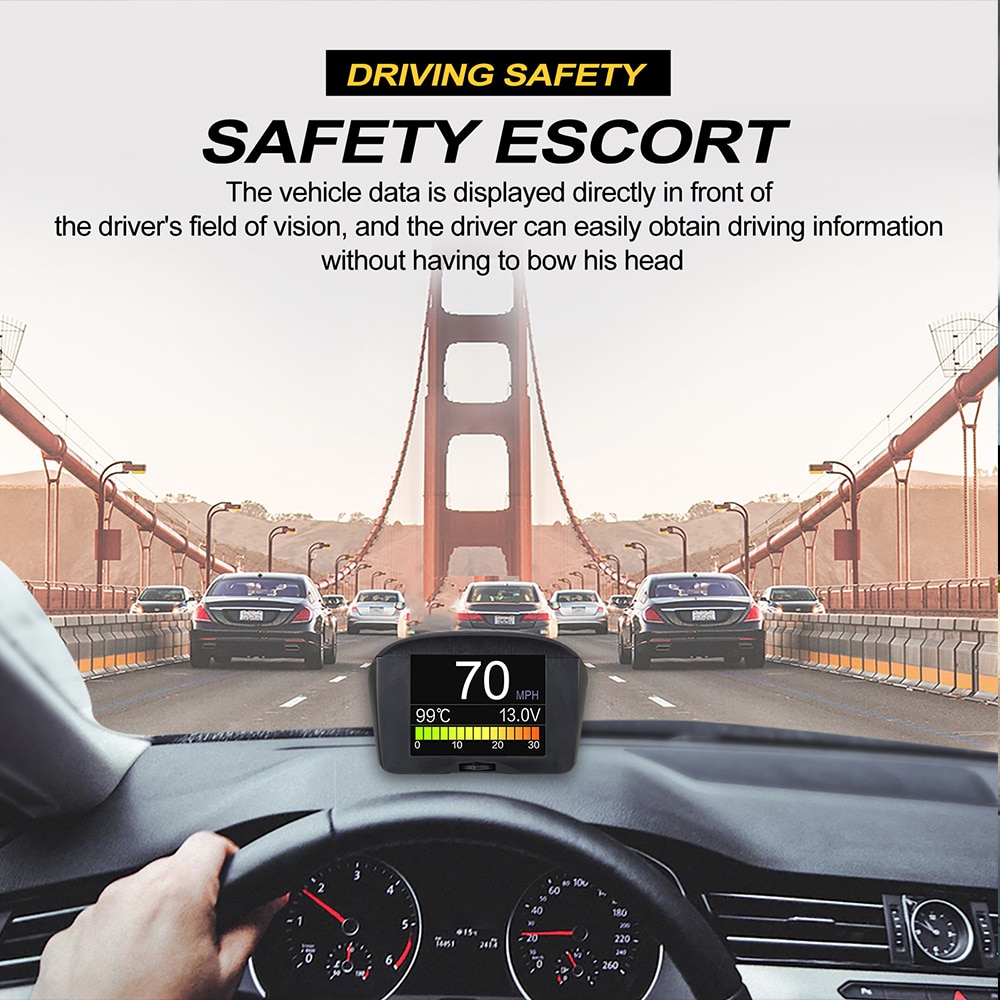 AUTOOL X50Plus Multi-Function OBD Car Head-up Indicator Digital Obd 2 HUD Meter Auto Alarm Water Temperature Gauge Speed