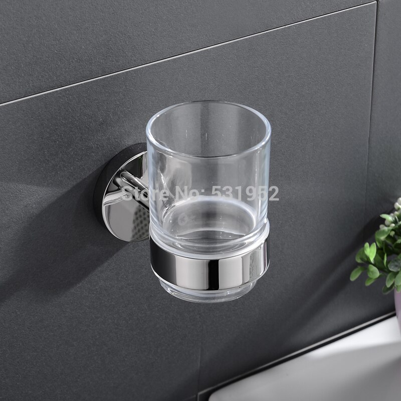 Porte-gobelet mural pour brosse à dents unique en acier inoxydable support de verre et poli, accessoires de salle de bain 304
