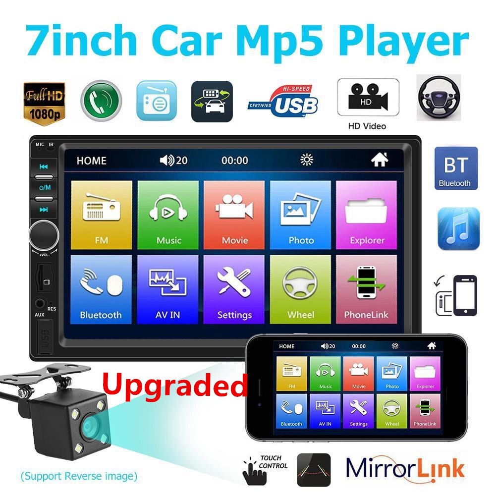Auto MP5 Speler Usb Fm-zender U Disk Lcd-scherm Charger Adapter Afstandsbediening Stuurwiel Controles Voor Ios Voor android