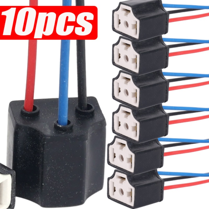 Portalámparas H4 para bombilla de coche, cableado de cable cerámico de 3 orificios, bombilla para faro de coche, enchufe de haz de luz, accesorios de luz para automóvil, 2/4/6/10 Uds.