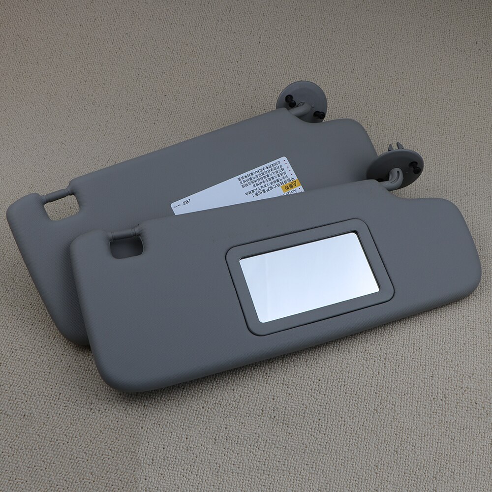 Pair Gray Front Sun Visor Panel With Makeup Mirror For Chevy Aveo 95327509 95327507