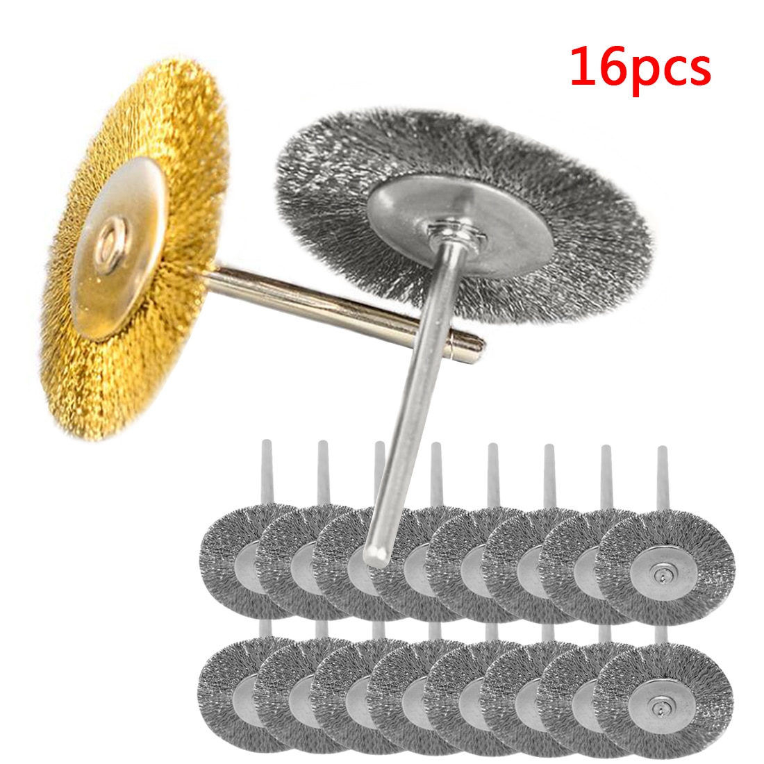 impostato di spazzole per ruote in filo di acciaio inossidabile 16 pezzi accessori Dremel per mini trapano utensili rotanti lucidatura spazzola Dremel