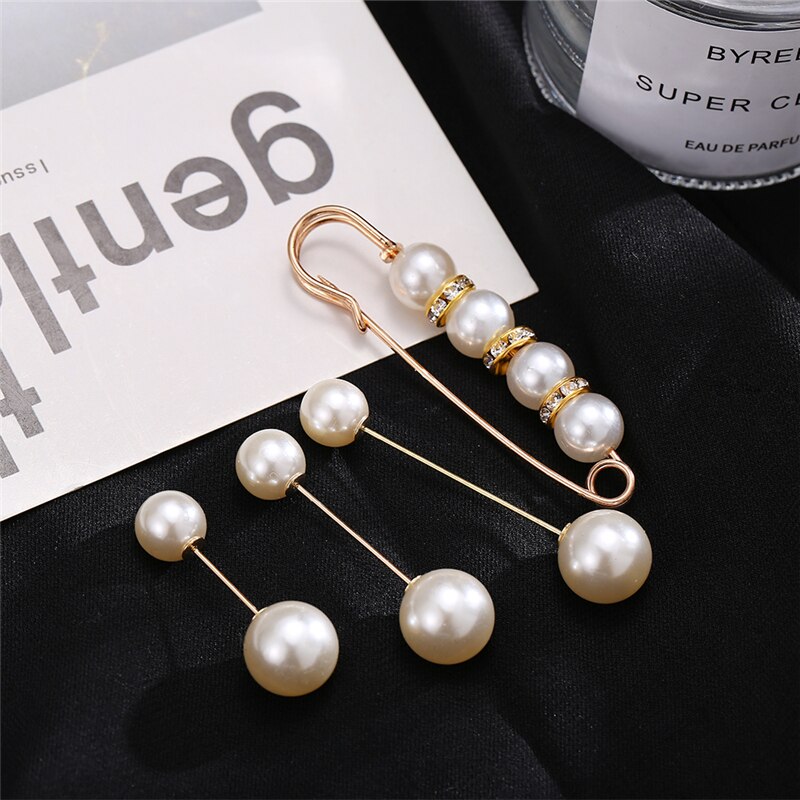 17KM-Alfileres de ropa de perlas Vintage para mujer, conjunto de broches con hebilla para vestido y pantalones, accesorios de tendencia, joyería,: CS5309208