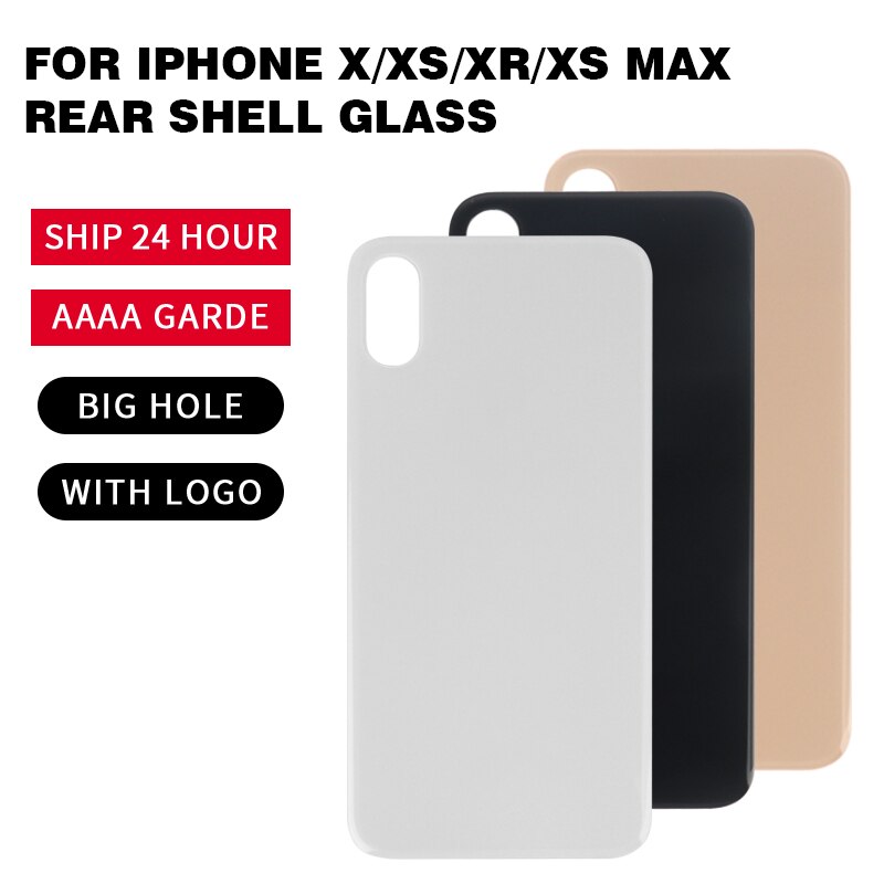 Stort hul bagpå glas til iphone x xs xs max batteridæksel bagside glas reservedele aaaa++++