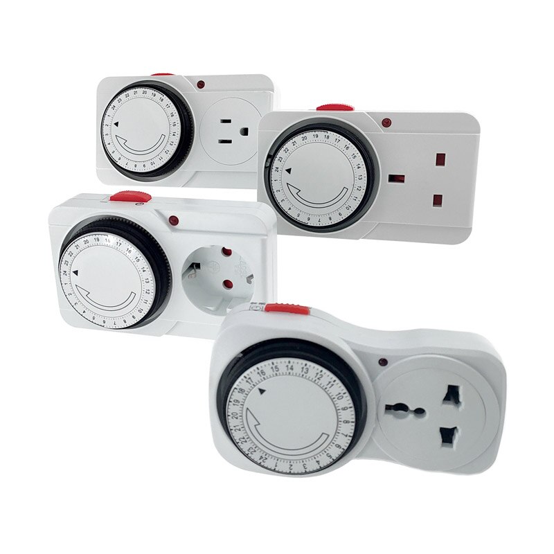 24 timmars cyklisk timerbrytare universell tidtagningsuttag mekanisk timer 230 vac 3500w 16a uk eu cn us plug timers